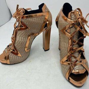 Pierre Hardy 36.5 Rose Gold Metallic Heeled Bootie